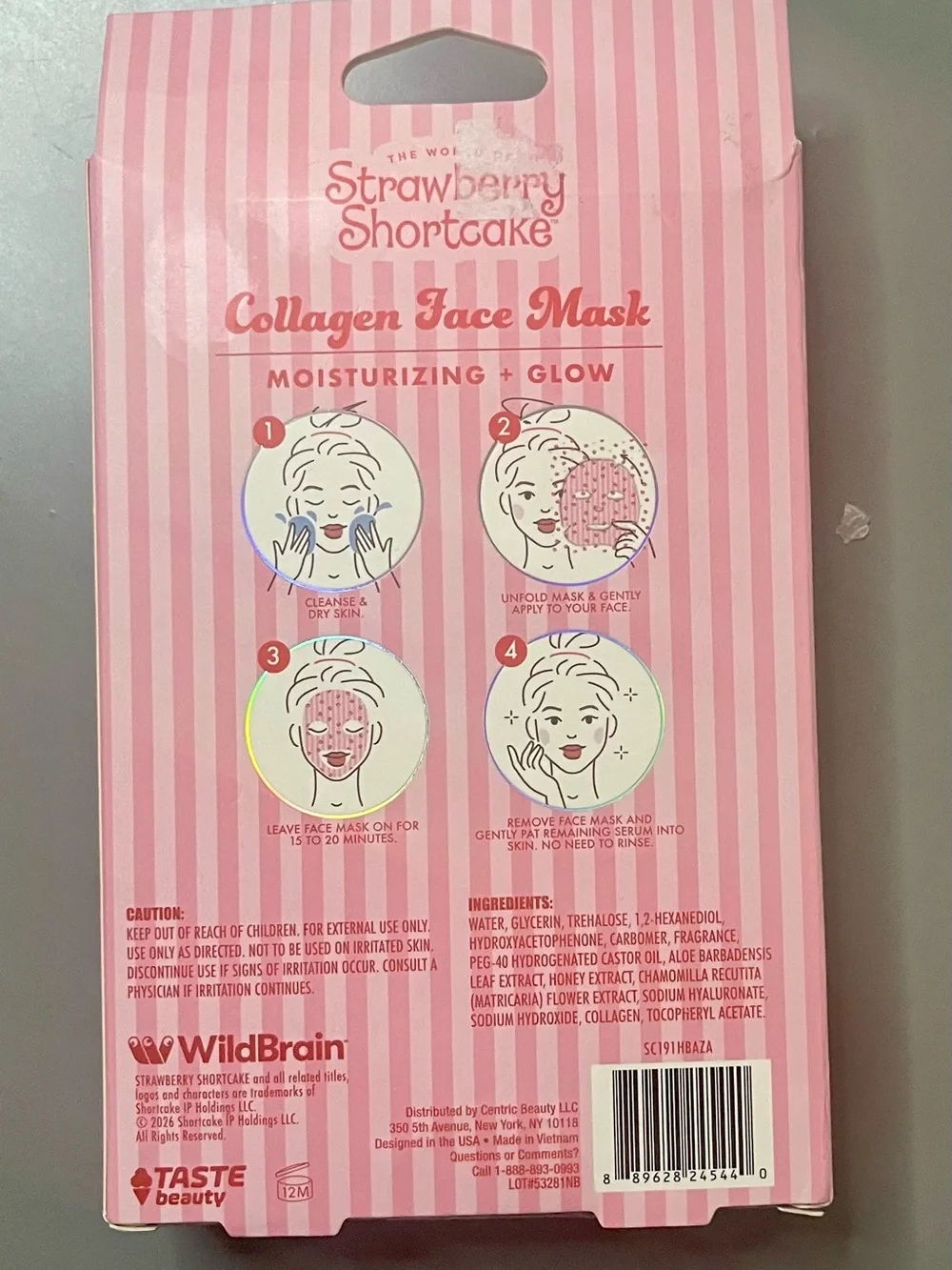 Strawberry Shortcake Collagen Face Mask - Pink Moisturizing Glow